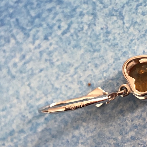 Dainty citrine heart necklace and earrings. 14k white gold. - Picture 7 of 7